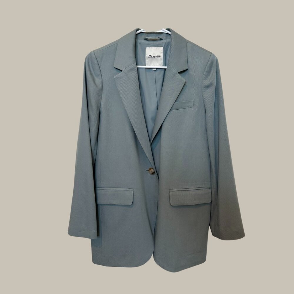 Madewell The Larsen Blazer in Drapeweave | Overcast Blue | Size Medium